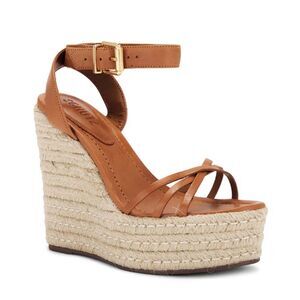 Schutz Alexandra Sandals in Brown platforms shoes heels raffia Revolve 9